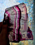 LG./Thick Banded Fluorite Crystal Slab 💜🌌✨🤍