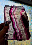 LG./Thick Banded Fluorite Crystal Slab 💜🌌✨🤍