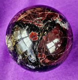 Arfvedsonite aka Fireworks Stone w/Garnet & Quartz Crystal Sphere ❤️🧨🎆🔮🤯🖤
