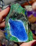 Raw Malachite & Azurite 'Geode' w/Blue Needle Ironstone 💚💙💉🪡💙🤯😍