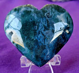 Moss Agate Crystal Puffy Heart 💚🌳💙 # 1
