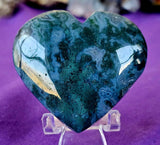 Moss Agate Crystal Puffy Heart 💚🌳💙 # 1