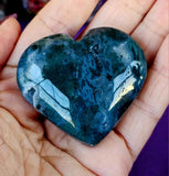 Moss Agate Crystal Puffy Heart 💚🌳💙 # 1