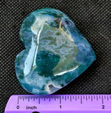 Moss Agate Crystal Puffy Heart 💚🌳💙 # 1
