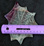 LG. Rainbow Fluorite Crystal Spiderweb Carving w/Black Metal Spider Stand 🕷️🌈🕸️