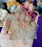 LG. Rainbow Fluorite Crystal Spiderweb Carving w/Black Metal Spider Stand 🕷️🌈🕸️