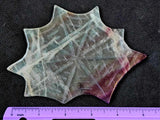 LG. Rainbow Fluorite Crystal Spiderweb Carving w/Black Metal Spider Stand 🕷️🌈🕸️