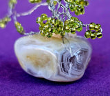 Silver Wire Wrapped Peridot Crystal Tree on Agate Tumble