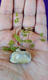 Silver Wire Wrapped Peridot Crystal Tree on Agate Tumble