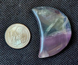 Rainbow Fluorite Crystal Crescent Moon Carving 🌙🌈💜💚