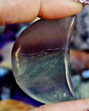 Rainbow Fluorite Crystal Crescent Moon Carving 🌙🌈💜💚