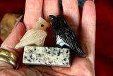 Assorted Soapstone Crystal Pair of Owls Bird on Base Carving 🦉✨🦉