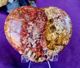LG. Red & Yellow Feldspar w/Smokey Quartz Inclusions Puffy Heart ❤️😍💛