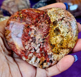 LG. Red & Yellow Feldspar w/Smokey Quartz Inclusions Puffy Heart ❤️😍💛