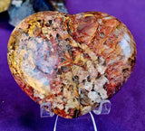 LG. Red & Yellow Feldspar w/Smokey Quartz Inclusions Puffy Heart ❤️😍💛