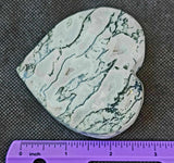 LG. Tree Agate Crystal Puffy Heart w/Gold Colored Metal Display Stand 🤍✨💚