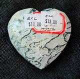 LG. Tree Agate Crystal Puffy Heart w/Gold Colored Metal Display Stand 🤍✨💚