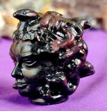 Garnet Crystal Medusa Head Carving ✨❤️🖤🐍