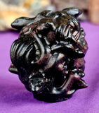 Garnet Crystal Medusa Head Carving ✨❤️🖤🐍