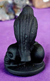 Matte Finished Black Obsidian Crystal Raven Perched on Skulls Carving 💀🖤🐦‍⬛