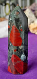 Bloodstone Crystal Tower 3.51-4" 🖤❤️🩶