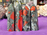 Bloodstone Crystal Tower 3.51-4" 🖤❤️🩶