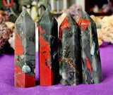 Bloodstone Crystal Tower 3.51-4" 🖤❤️🩶