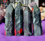Bloodstone Crystal Tower 3.51-4" 🖤❤️🩶