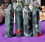 Bloodstone Crystal Tower 3.51-4" 🖤❤️🩶