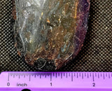 LG. Arfvedsonite aka Fireworks Stone w/Garnet Crystal Palmstone 🖤🎇🎆❤️