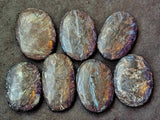 LG. Arfvedsonite aka Fireworks Stone w/Garnet Crystal Palmstone 🖤🎇🎆❤️