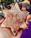 XL Pink Amethyst w/Red Hematite Star of David Carving 🌸💗✡️⭐✨
