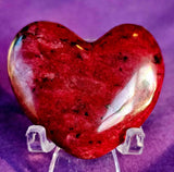 Peach & Black Blossom Jasper Crystal Puffy Heart 🌸🍑💗