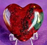 Peach & Black Blossom Jasper Crystal Puffy Heart 🌸🍑💗