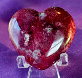 Peach & Black Blossom Jasper Crystal Puffy Heart 🌸🍑💗