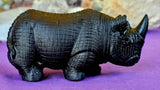 Matte Finished Black Obsidian Crystal Rhino Statue 🖤✨🦏😍