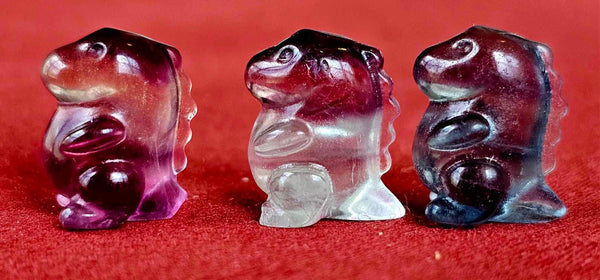 Mini Rainbow Fluorite Crystal Chonky Dinosaur Figurine 🦖🦕,💜