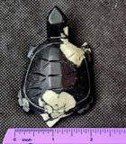 Matte Finished Chrysanthemum Stone Crystal Turtle Carving 🖤🏵️🐢💚