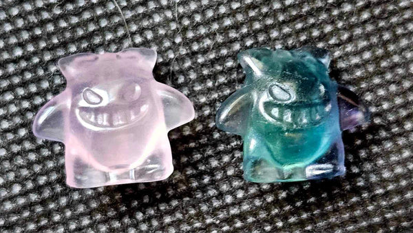 Mini Rainbow Fluorite Crystal Pokemon Gengar Figurine 💙👻💜