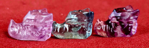 Mini Rainbow Fluorite Crystal Dragon Skull Figurine 🐲💀🐲