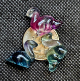 Mini Rainbow Fluorite Crystal Brachiosaurus Dinosaur Figurine 🦕💜🦖