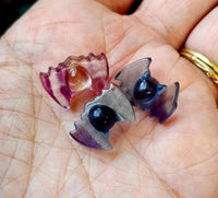 Mini Rainbow Fluorite Crystal Scary Bat Carving 😱🦇💜