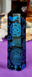 LG. Black Obsidian Crystal Tower w/Blue Engravings 💙🐍👁️⭐🖤