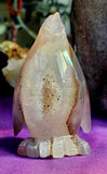 LG. Purple Agate Penguin Carving w/Druzy ✨🤩🐧💜