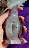 LG. Purple Agate Penguin Carving w/Druzy ✨🤩🐧💜