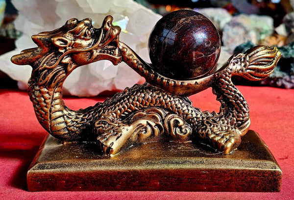 LG. Gold Brushed Dual Dragon Crystal Sphere Holder 🐉⚜️🔮🐉