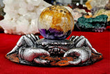 LG. Silver Crab on Rock Crystal Sphere Holder 🪨🔮🦀