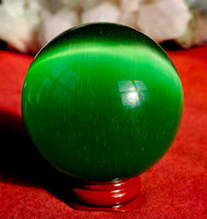 Green Cat's Eye Crystal Sphere 💚🔮🍏