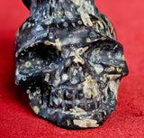 Plum Blossom Jasper Owl Perched on Skull Carving 💚💀🦉🌸🖤