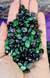 Zoisite & Ruby Crystal Chips 💚🖤❤️